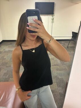 Madewell Black Ribbed Square-Neck Camisole